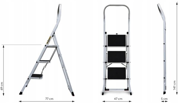 Ljestve sa tri čelične stepenice nosivosti 150 kg