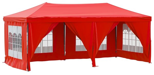Sklopivi šator za zabave s bočnim zidovima 3 x 6 m Crvena - Crvena / 3 x 6 m