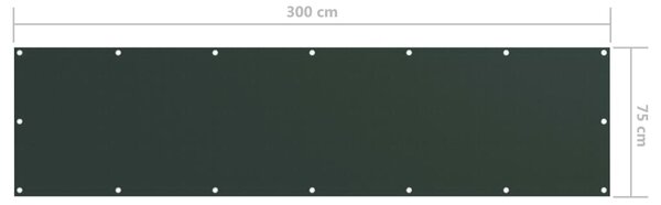 Balkonski zastor tamnozeleni 75 x 300 cm od tkanine Oxford - Zelena / 75 x 300 cm