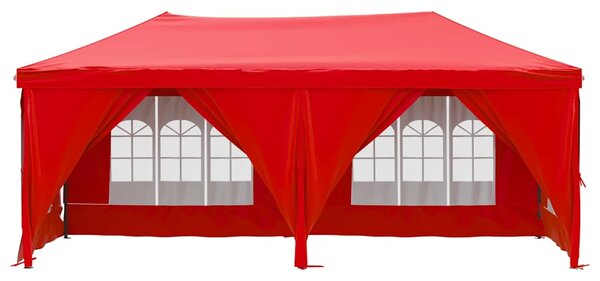 Sklopivi šator za zabave s bočnim zidovima 3 x 6 m Crvena - Crvena / 3 x 6 m
