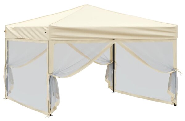 Sklopivi šator za zabave s bočnim zidovima 3 x 3 m krem - Krema / 3 x 3 m