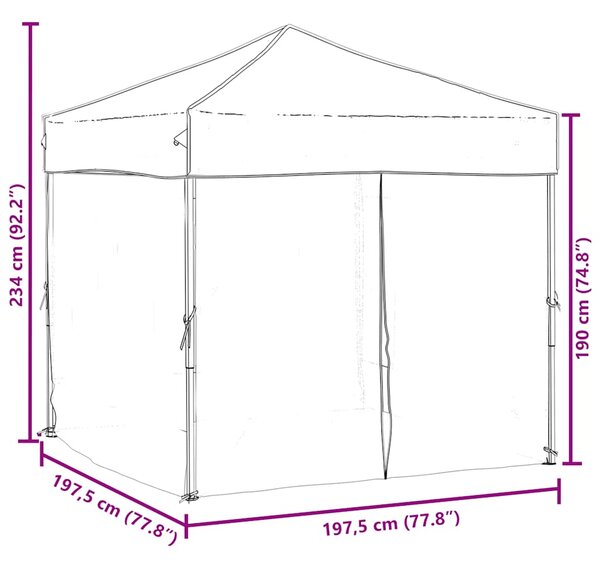 Sklopivi šator za zabave s bočnim zidovima 2 x 2 m krem - Krema / 2 x 2 m