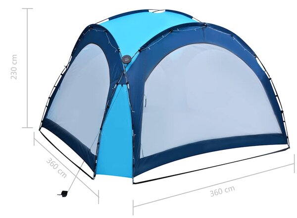 Šator za zabave LED s 4 bočna zida 3,6 x 3,6 x 2,3 m plavi - Plava / N/A