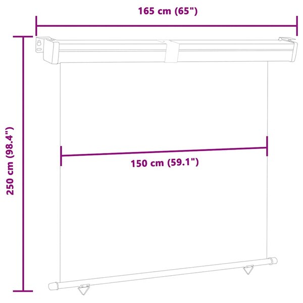 Balkonska bočna tenda 165 x 250 cm krem - Krema / 165 x 250 cm