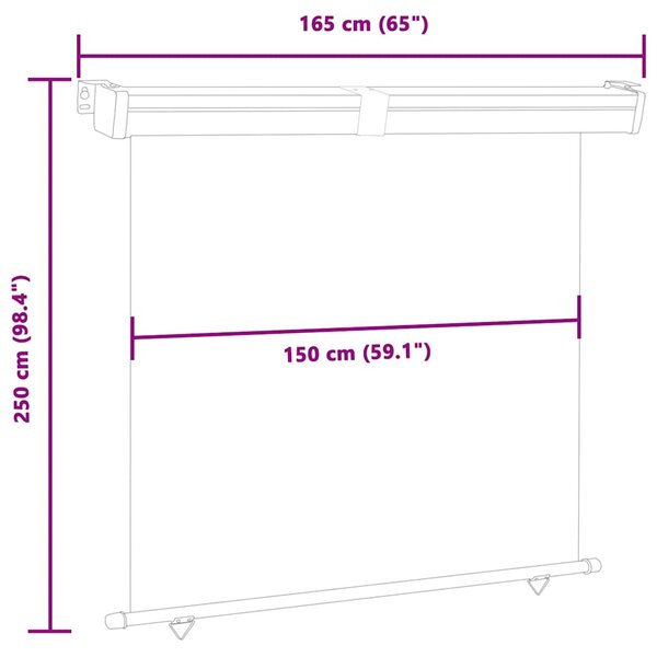 Balkonska bočna tenda 165 x 250 cm crvena - Crvena / 165 x 250 cm