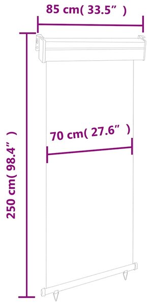 Balkonska bočna tenda 85 x 250 cm siva - Siva / 85 x 250 cm