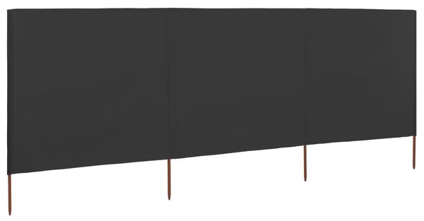 Vjetrobran s 3 panela od tkanine 400 x 80 cm antracit - Antracitno siva / 400 x 80 cm