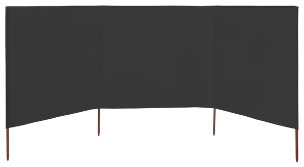 Vjetrobran s 3 panela od tkanine 400 x 80 cm antracit - Antracitno siva / 400 x 80 cm