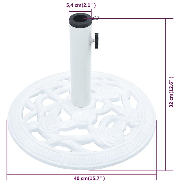 Stalak za suncobran bijeli 9 kg 40 cm od lijevanog željeza - Bijela / 40 x 40 x 32 cm