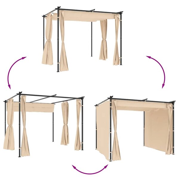 Sjenica sa zastorima 3 x 3 m krem čelična - Krema / 3 x 3 m