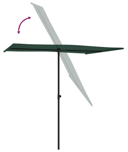 Vrtni suncobran s aluminijskim stupom 2 x 1,5 m zeleni - Zelena / 200 x 150 cm