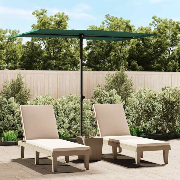 Vrtni suncobran s aluminijskim stupom 2 x 1,5 m zeleni - Zelena / 200 x 150 cm