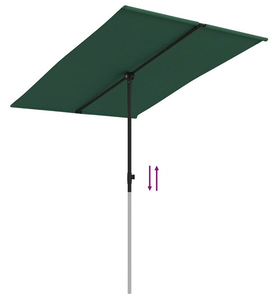Vrtni suncobran s aluminijskim stupom 2 x 1,5 m zeleni - Zelena / 200 x 150 cm