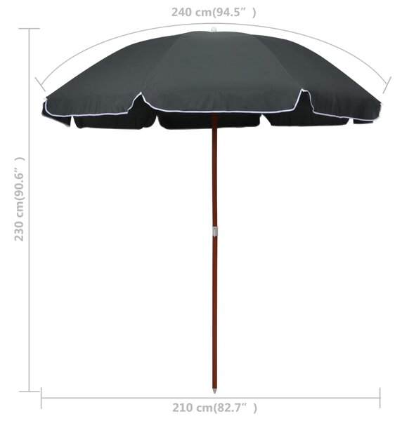 Vrtni suncobran s čeličnim stupom 240 cm antracit - Antracitno siva / 240 cm