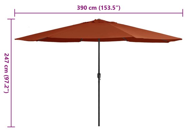 Vrtni suncobran s metalnim stupom 390 cm terakota - Smeđa / N/A