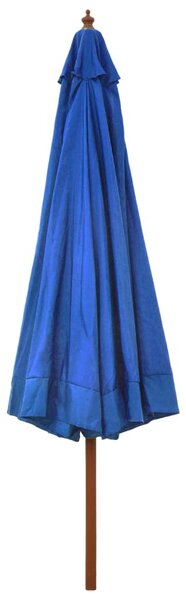 Vrtni suncobran s drvenom šipkom 330 cm azurni - Plava / N/A