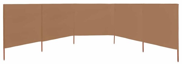 Vjetrobran s 5 panela od tkanine 600 x 80 cm smeđe-sivi - Tupe / 600 x 80 cm