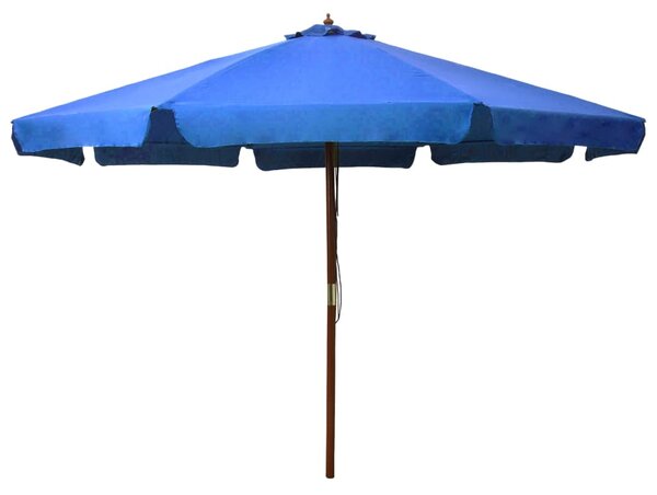 Vrtni suncobran s drvenom šipkom 330 cm azurni - Plava / N/A