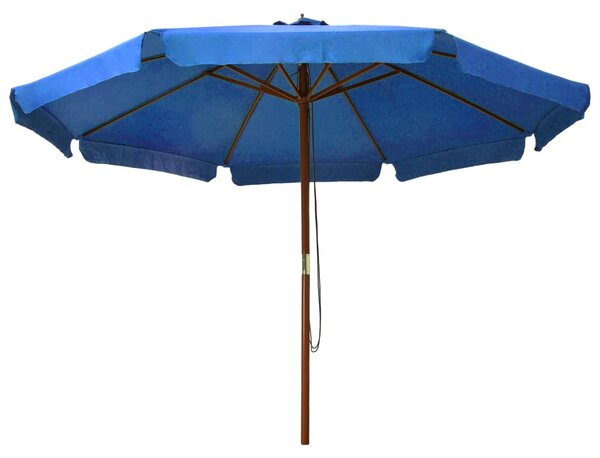 Vrtni suncobran s drvenom šipkom 330 cm azurni - Plava / N/A
