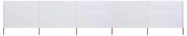 Vjetrobran s 5 panela od tkanine 600 x 80 cm pješčano bijeli - Bijela / 600 x 80 cm