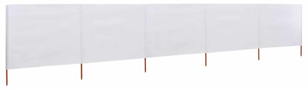 Vjetrobran s 5 panela od tkanine 600 x 80 cm pješčano bijeli - Bijela / 600 x 80 cm