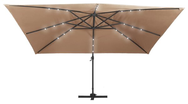 Konzolni vrtni suncobran LED sa stupom 400 x 300 cm smeđesivi - Tupe / 400 x 300 cm (7 x 5 cm)