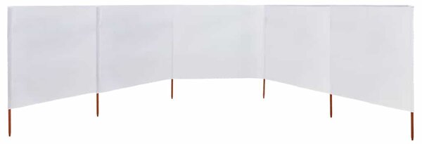 Vjetrobran s 5 panela od tkanine 600 x 80 cm pješčano bijeli - Bijela / 600 x 80 cm