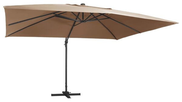 Konzolni vrtni suncobran LED sa stupom 400 x 300 cm smeđesivi - Tupe / 400 x 300 cm (7 x 5 cm)