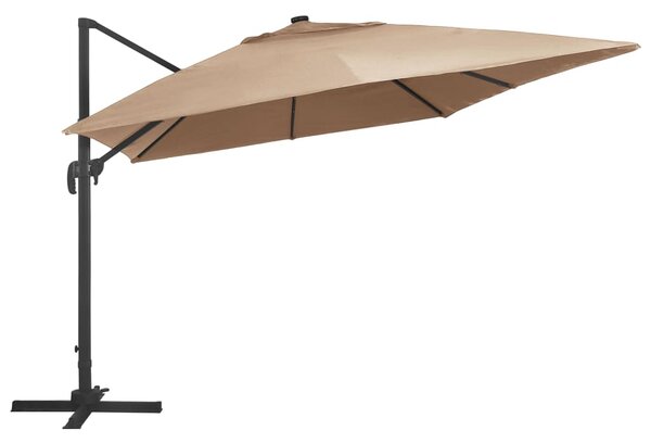 Konzolni vrtni suncobran LED sa stupom 400 x 300 cm smeđesivi - Tupe / 400 x 300 cm (7 x 5 cm)