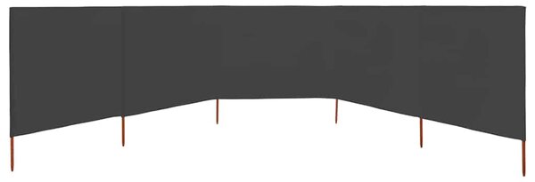 Vjetrobran s 5 panela od tkanine 600 x 160 cm antracit - Antracitno siva / 600 x 160 cm