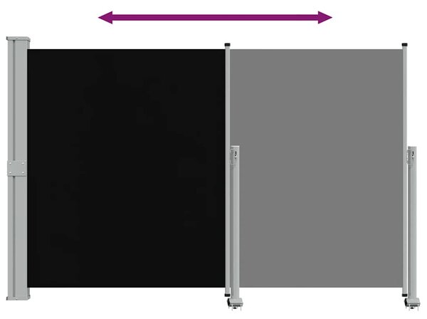 Uvlačiva bočna tenda za terasu 160 x 300 cm crna - Crna / 160 x 300 cm