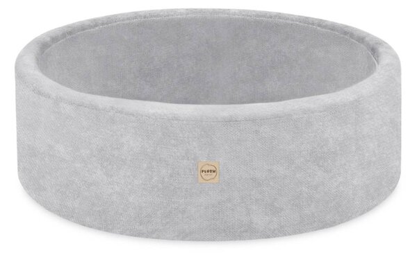 Plush Nest okrugli dječji bazen 90x30 s lopticama (200 loptica: biserne, srebrne), sivi