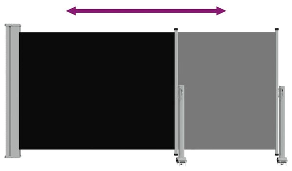 Uvlačiva bočna tenda za terasu 120 x 300 cm crna - Crna / 120 x 300 cm