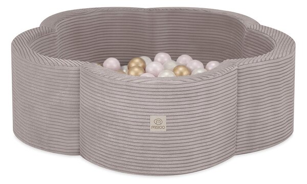 Plush Nest Suhi cvjetni bazen, 95x30, bež, Cvjetna zabavna zona, 200 kuglica: biserne, zlatna