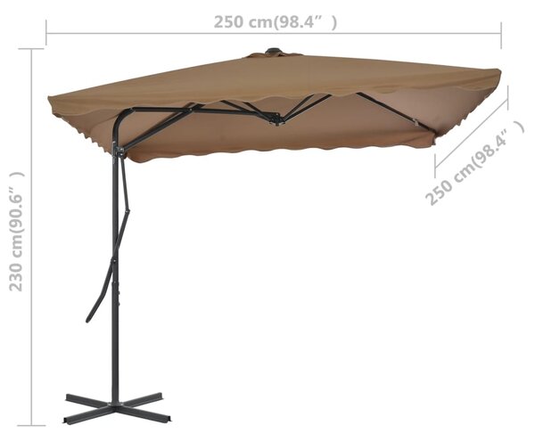 Vanjski suncobran s čeličnim stupom 250 x 250 cm smeđesivi - Tupe / N/A