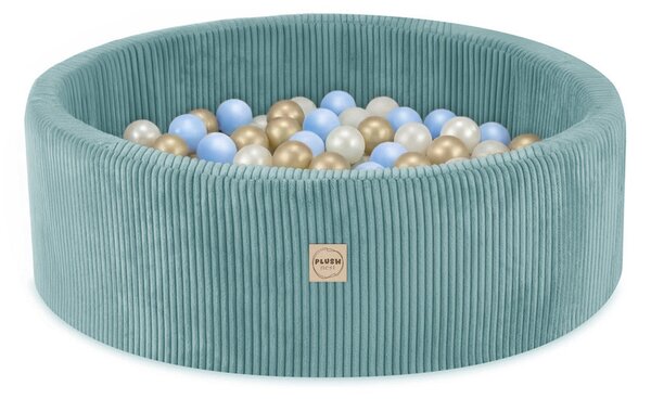 Plush Nest bazen s lopticama, plavi, okrugli, 90x30, 200 loptica: biserna, svijetloplava, zlatna