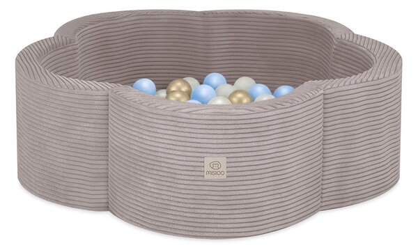 Plush Nest Suhi cvjetni bazen, 95x30, bež, Cvjetna zabavna zona, 200 kuglica: biserne, zlatna