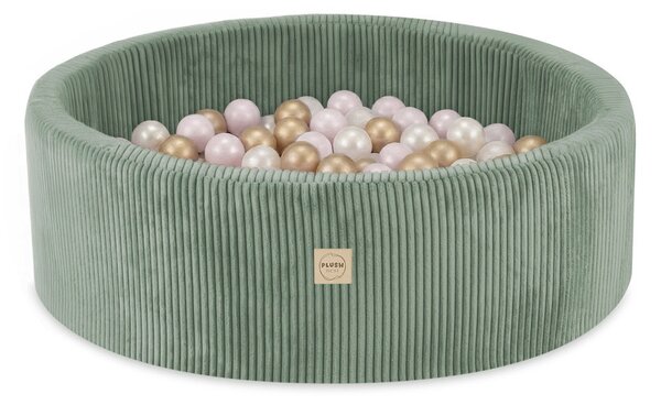 Plush Nest bazen s lopticama, zeleni, okrugli, 90x30, 200 loptica: biserna, svijetlo ružičasta, zlatna