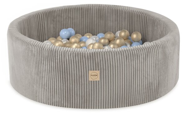 Plush Nest bazen s lopticama, bež, okrugli, 90x30, 200 loptica: biserna, plava, zlatna