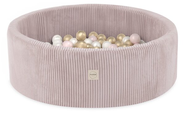 Plush Nest bazen s lopticama, svijetlo ružičasta, okrugla, 90x30, 200 loptica: biserna, svijetlo ružičasta, zlatna