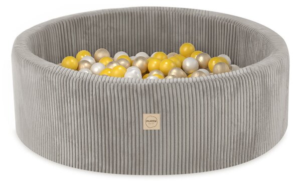 Plush Nest bazen s lopticama, bež, okrugli, 90x30, 200 loptica: biserna, žuta, zlatna