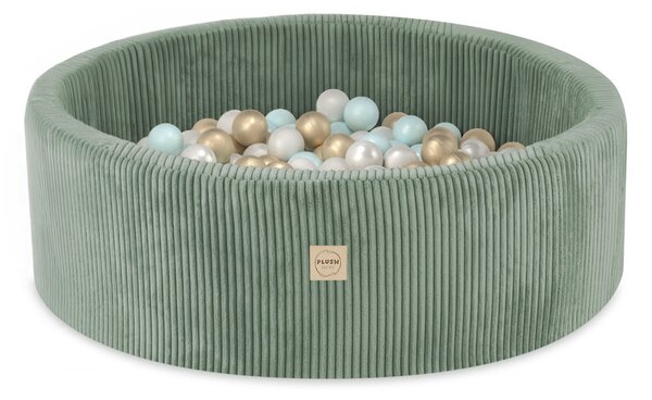 Plush Nest bazen s lopticama, zeleni, okrugli, 90x30, 200 loptica: biserna, biserno-mentolna, zlatna