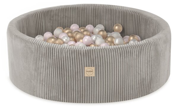 Plush Nest bazen s lopticama, bež, okrugli, 90x30, 200 loptica: biserna, svijetlo ružičasta, zlatna