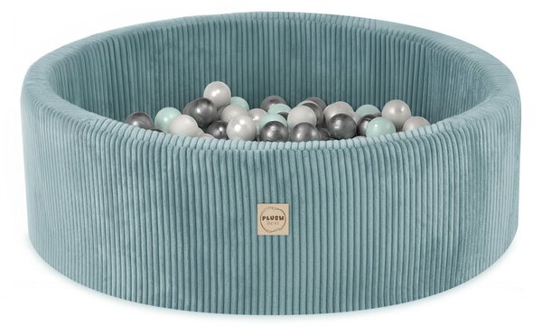 Plush Nest bazen s lopticama, plava, okrugla, 90x30, 200 loptica: biserna, biserno-mentolna, srebrna
