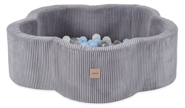 Plush Nest bazen za suho cvijeće, 95x30, siva, Floral Fun Zone, 200 kuglica: biserna, srebrna
