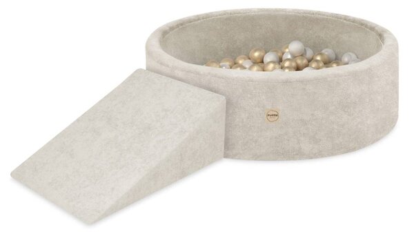 Plush Nest Suhi bazen za igralište 90x30 s trokutom (+200 loptica: biserne, zlatne), bež