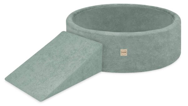 Plush Nest Suhi bazen za igralište 90x30 s trokutom (+200 loptica: biserne, zlatne, mint), zeleni