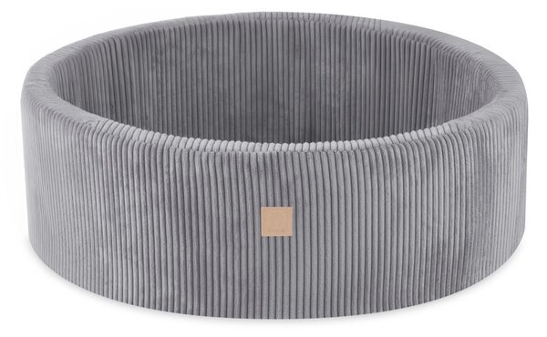 Bazen s lopticama Plush Nest, svijetlosiva, okruglaa, 90x30, 200 loptica: biserna, svijetloplava, srebrna