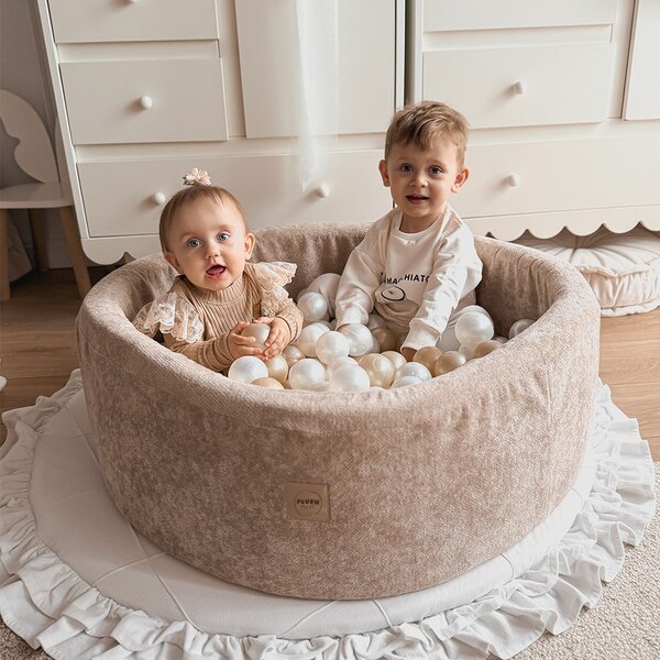 Plush Nest Suhi bazen za igralište 90x30 s trokutom (+200 loptica: biserne, zlatne, mint), zeleni