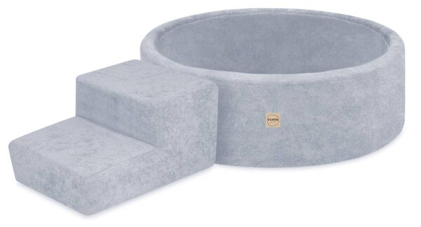 Plush Nest Suhi bazen za igralište 90x30 sa stepenicom (+200 loptica: biserna, zlatna, svijetloplava), plavi